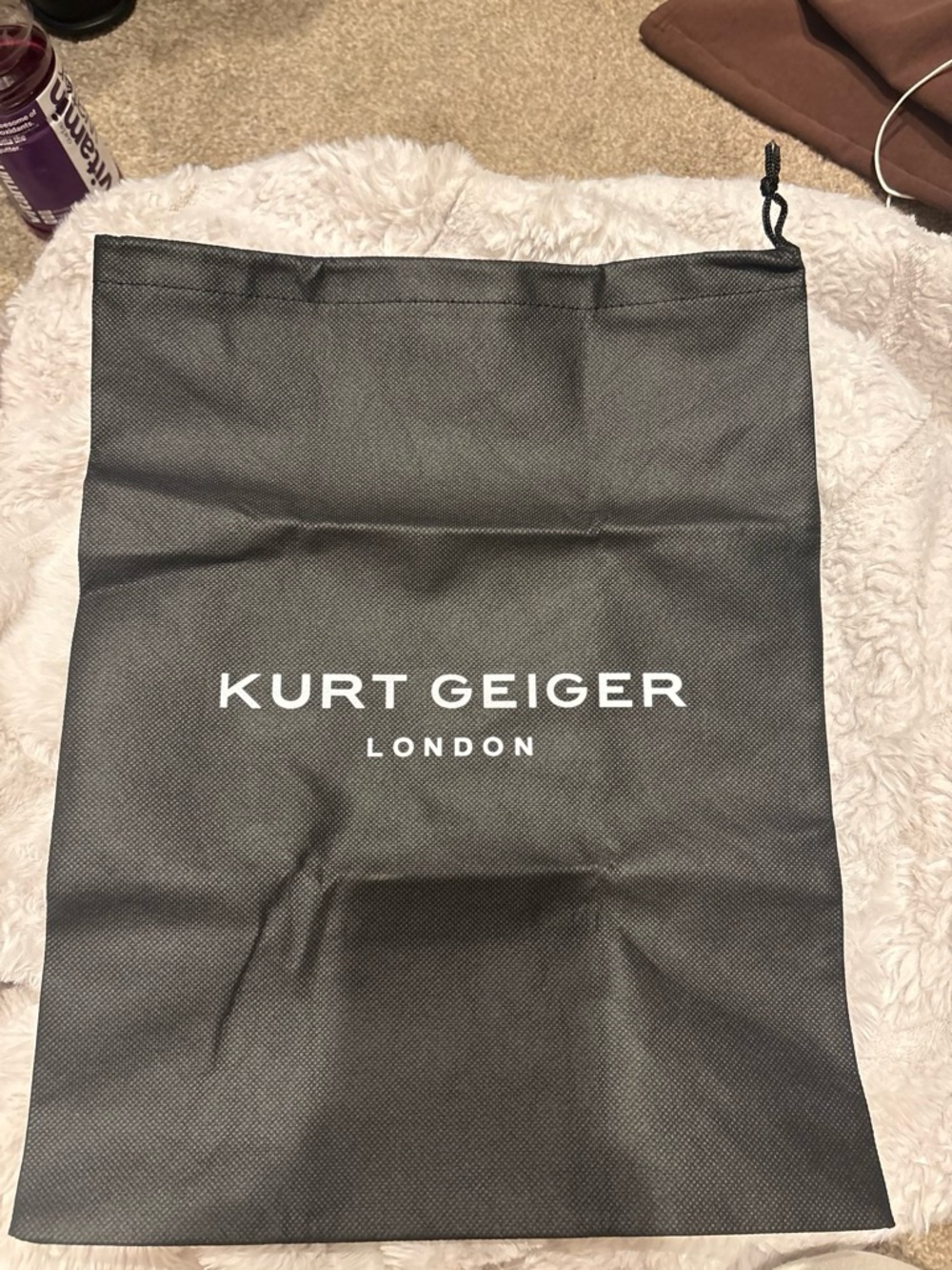 Kurt Geiger Black Logo Drawstring Dust Bag